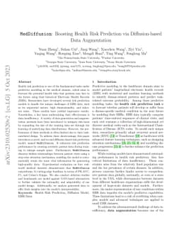 MedDiffusion: Boosting Health Risk Prediction via Diffusion-based Data
  Augmentation