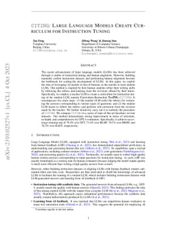 CITING: Large Language Models Create Curriculum for Instruction Tuning
