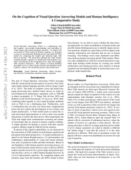 On the Cognition of Visual Question Answering Models and Human
  Intelligence: A Comparative Study