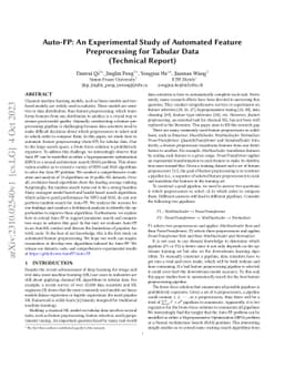 Auto-FP: An Experimental Study of Automated Feature Preprocessing for
  Tabular Data