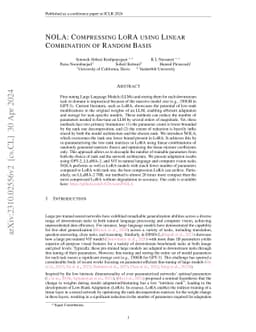 NOLA: Compressing LoRA using Linear Combination of Random Basis