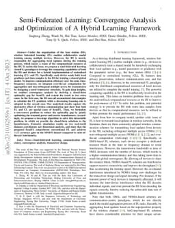 Semi-Federated Learning: Convergence Analysis and Optimization of A
  Hybrid Learning Framework