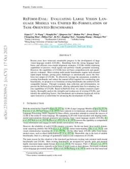 ReForm-Eval: Evaluating Large Vision Language Models via Unified
  Re-Formulation of Task-Oriented Benchmarks