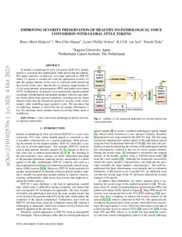 Improving severity preservation of healthy-to-pathological voice
  conversion with global style tokens