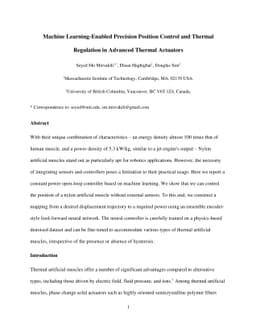 Machine Learning-Enabled Precision Position Control and Thermal
  Regulation in Advanced Thermal Actuators