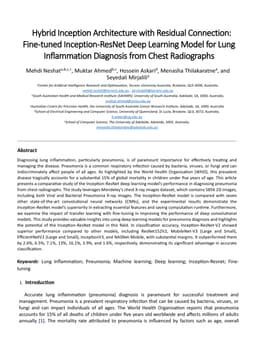Hybrid Inception Architecture with Residual Connection: Fine-tuned
  Inception-ResNet Deep Learning Model for Lung Inflammation Diagnosis from
  Chest Radiographs