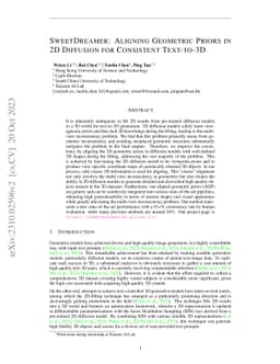 SweetDreamer: Aligning Geometric Priors in 2D Diffusion for Consistent
  Text-to-3D