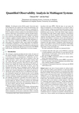 On Quantified Observability Analysis in Multiagent Systems