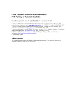 Curve Trajectory Model for Human Preferred Path Planning of Automated
  Vehicles