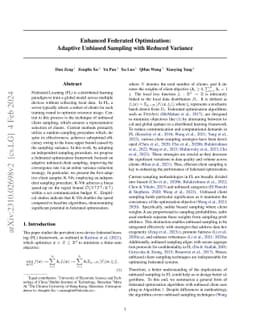 Enhanced Federated Optimization: Adaptive Unbiased Sampling with Reduced
  Variance