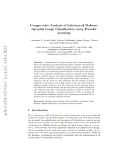 Comparative Analysis of Imbalanced Malware Byteplot Image Classification
  using Transfer Learning