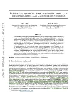 Spline-based neural network interatomic potentials: blending classical
  and machine learning models