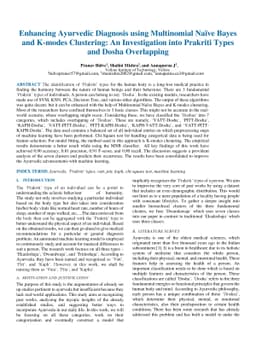 Enhancing Ayurvedic Diagnosis using Multinomial Naive Bayes and K-modes
  Clustering: An Investigation into Prakriti Types and Dosha Overlapping