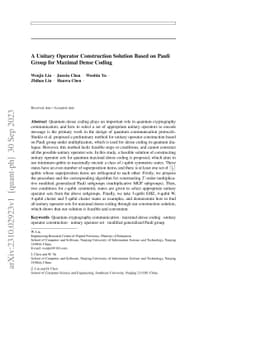 A Unitary Operator Construction Solution Based on Pauli Group for
  Maximal Dense Coding