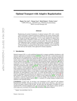 Optimal Transport with Adaptive Regularisation