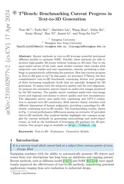 T$^3$Bench: Benchmarking Current Progress in Text-to-3D Generation