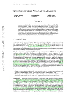 Scaling Laws for Associative Memories