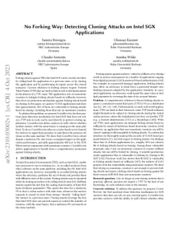 No Forking Way: Detecting Cloning Attacks on Intel SGX Applications