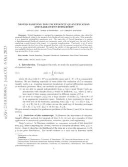Nested Sampling for Uncertainty Quantification and Rare Event Estimation