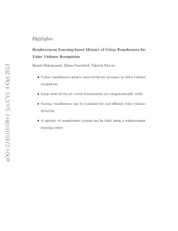 Reinforcement Learning-based Mixture of Vision Transformers for Video
  Violence Recognition