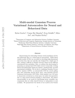 Multi-modal Gaussian Process Variational Autoencoders for Neural and
  Behavioral Data