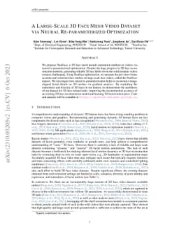 A Large-Scale 3D Face Mesh Video Dataset via Neural Re-parameterized
  Optimization