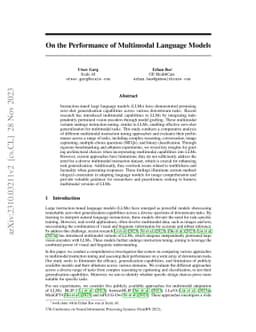 On the Performance of Multimodal Language Models