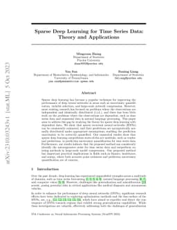 Sparse Deep Learning for Time Series Data: Theory and Applications