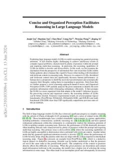 Concise and Organized Perception Facilitates Reasoning in Large Language Models