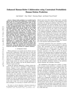 Enhanced Human-Robot Collaboration using Constrained Probabilistic
  Human-Motion Prediction