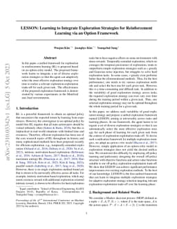 LESSON: Learning to Integrate Exploration Strategies for Reinforcement
  Learning via an Option Framework