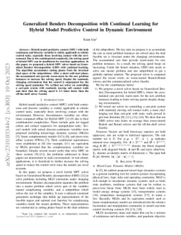 Generalized Benders Decomposition with Continual Learning for Hybrid
  Model Predictive Control in Dynamic Environment