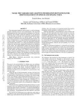 VaSAB: The variable size adaptive information bottleneck for
  disentanglement on speech and singing voice