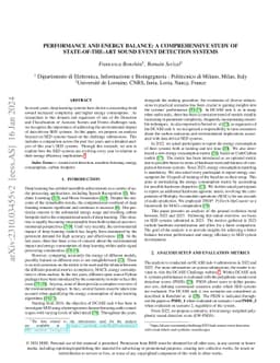 Performance and energy balance: a comprehensive study of
  state-of-the-art sound event detection systems