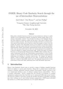 FASER: Binary Code Similarity Search through the use of Intermediate
  Representations