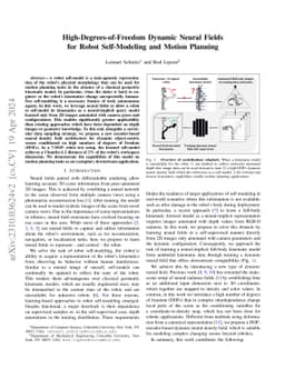 High-Degrees-of-Freedom Dynamic Neural Fields for Robot Self-Modeling
  and Motion Planning