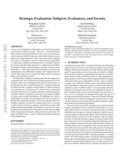 Strategic Evaluation: Subjects, Evaluators, and Society