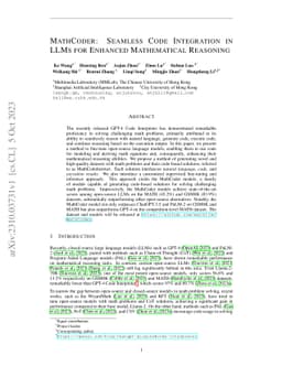 MathCoder: Seamless Code Integration in LLMs for Enhanced Mathematical
  Reasoning
