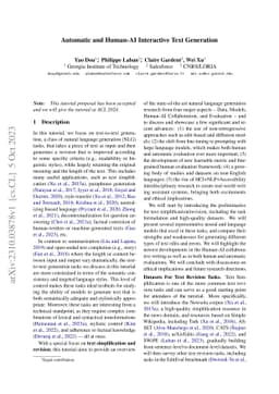 Automatic and Human-AI Interactive Text Generation