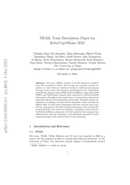 TRAIL Team Description Paper for RoboCup@Home 2023