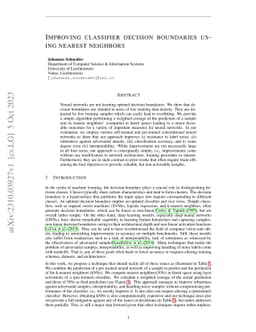 Improving classifier decision boundaries using nearest neighbors