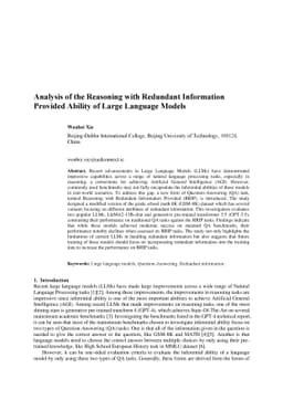 Analysis of the Reasoning with Redundant Information Provided Ability of
  Large Language Models