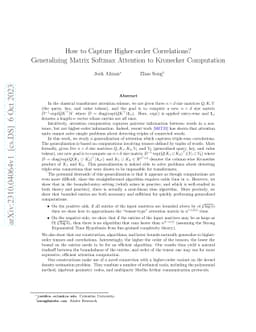 How to Capture Higher-order Correlations? Generalizing Matrix Softmax
  Attention to Kronecker Computation