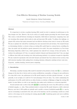 Cost-Effective Retraining of Machine Learning Models