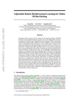 Adjustable Robust Reinforcement Learning for Online 3D Bin Packing