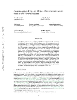 Confronting Reward Model Overoptimization with Constrained RLHF