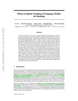 Policy-Gradient Training of Language Models for Ranking