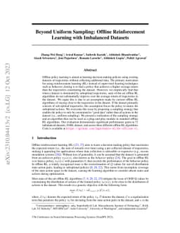 Beyond Uniform Sampling: Offline Reinforcement Learning with Imbalanced
  Datasets