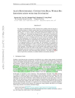 Alice Benchmarks: Connecting Real World Re-Identification with the
  Synthetic