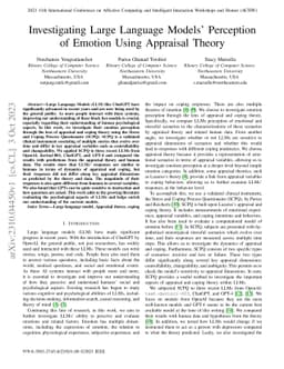 Investigating Large Language Models' Perception of Emotion Using
  Appraisal Theory